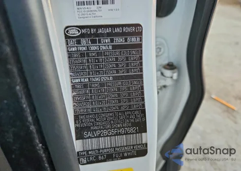 2015 Land Rover Range Rover Evoque Pure Plus z USA, uszkodzony, nr VIN SALVP2BG5FH976821